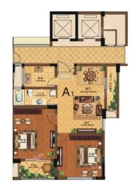 A1户型， 2室2厅1卫0厨， 建筑面积约82.00平米