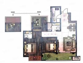 100㎡户型 3室2厅2卫 建筑面积：约100m²