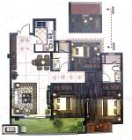 108㎡户型 3室2厅2卫 建筑面积：约108m²