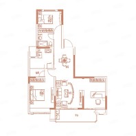 B3户型 3室2厅1卫 建筑面积：约113m²