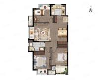 C户型 3室2厅1卫 建筑面积：约96m²