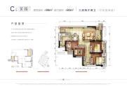 览园C户型 3室2厅2卫 建筑面积约99.00平米