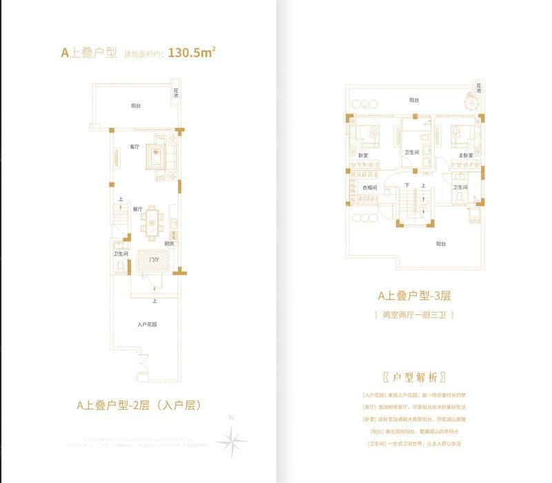 A上叠户型建筑面积约130.5㎡