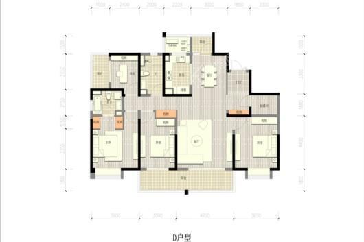 南通和风雅颂D户型 4室2厅2卫1厨