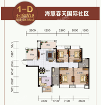 1-D户型 4+1房两厅两卫 128.05㎡