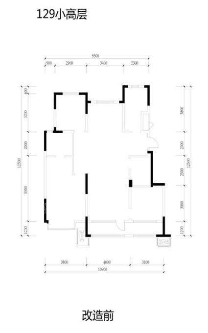 龙湖双珑原著高层户型修改_129小高层-改造前(Y1-1-6-1)标准层