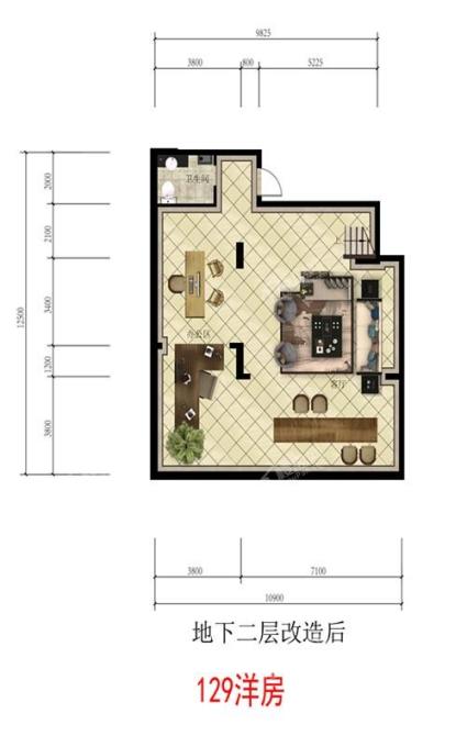 龙湖双珑原著129洋房首层端户地下二层：改造后(Y28-0101)
