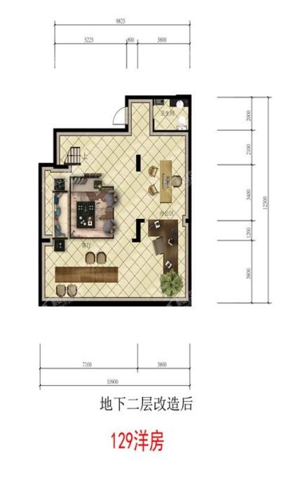 龙湖双珑原著129洋房首层中间户地下二层：改造后(Y31-二单元0101)