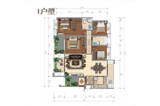 香蜜欧城·2期I户型 4室2厅2卫1厨