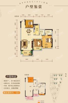 （高层）C3户型-三室两厅两卫一厨-91㎡