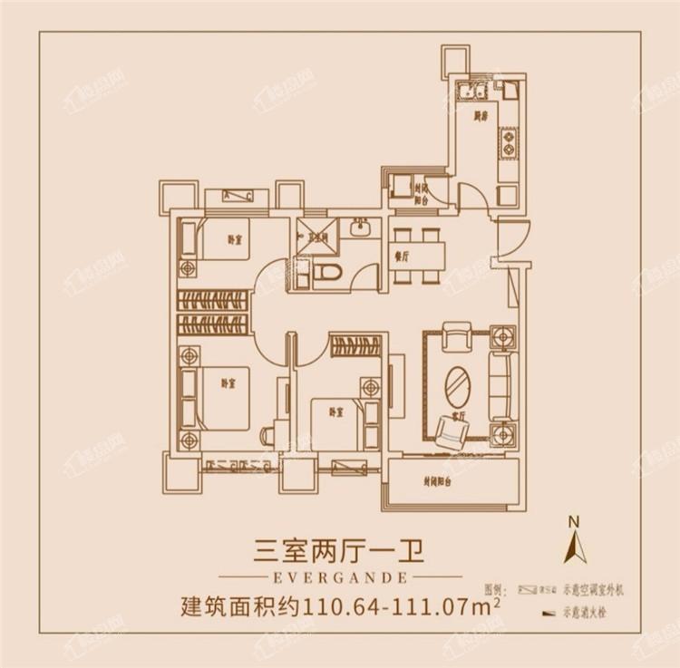 期房110-111平三室两厅一卫