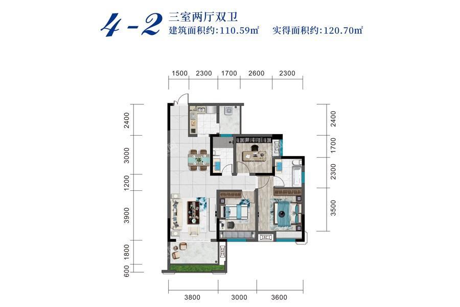  龙腾·通江府4-2户型