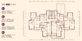 15#2建筑面积87.33平米两居-2室2厅1卫-87.3㎡