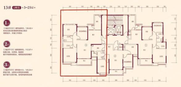 13#1建筑面积145.24平米三居-3室2厅2卫-145.2㎡