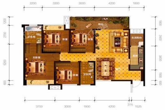 上东逸景C1 140㎡ 四室两厅双卫 4室2厅2卫1厨