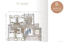 世茂江城铭著B户型 4室2厅2卫 建面约134平米