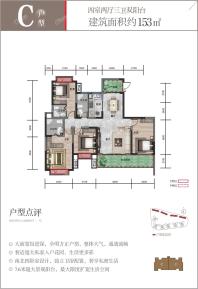 C户型 四房两厅三卫双阳台 153㎡