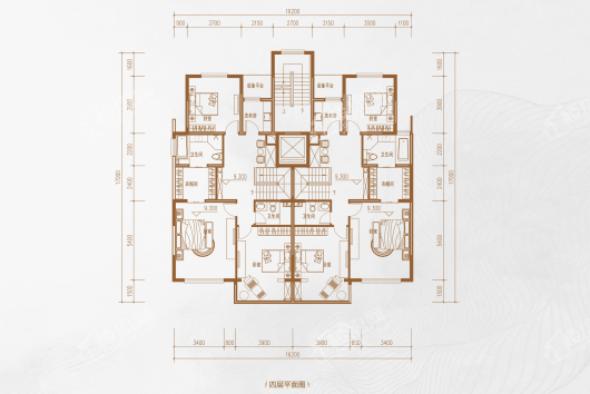 学府生活城F户型四层 4室2厅2卫1厨