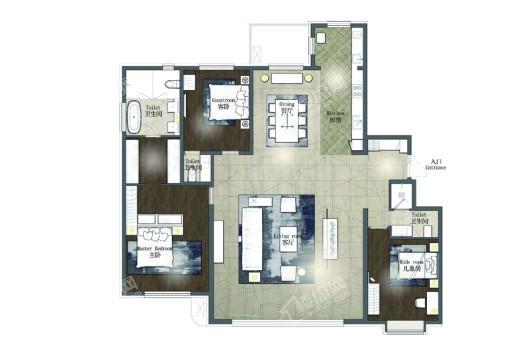 和悦府建面232.84-234.84平米户型 3室2厅3卫1厨