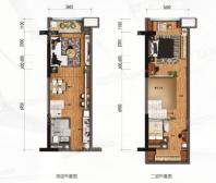 碧桂园潼湖科技小镇·科学城A2户型 2室2厅1卫1厨