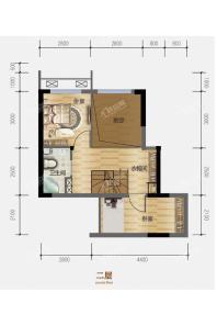 中梁柏仕公馆49㎡二层户型图 