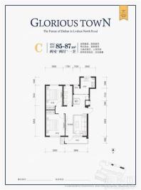 国合锦城C户型85-87平两室两厅一卫