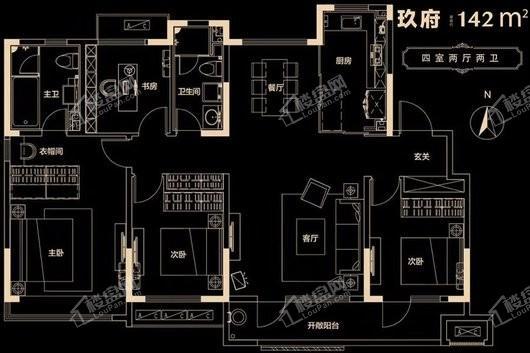 中海国际社区五期玖府户型 4室2厅2卫1厨