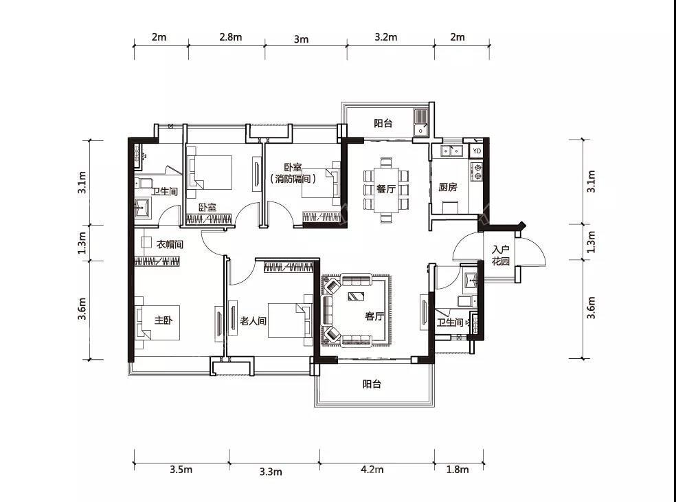 134m²四房