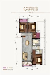 中海珑悦府住宅130㎡户型图 4室2厅2卫1厨