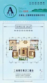 A户型-三房两厅两卫三阳台-119.14㎡