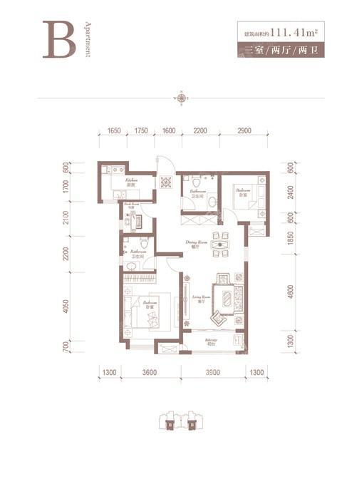 8-B-3室2厅2卫-111.4㎡