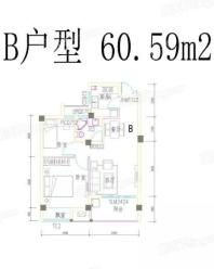 景城·金兰湾B户型60.59 2室2厅1卫1厨