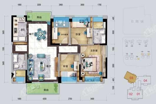 碧桂园·君临壹品127㎡户型 4室2厅2卫1厨