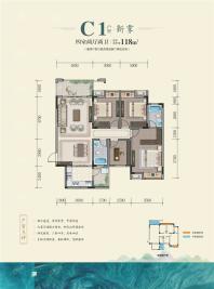 C1户型4室2厅2卫118㎡