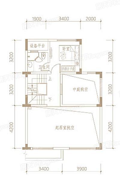 鑫苑藏龙首府联排别墅143平户型二层