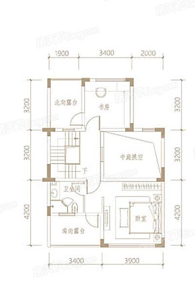 鑫苑藏龙首府联排别墅143平户型三层