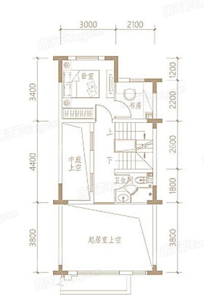 鑫苑藏龙首府联排别墅127平户型二层