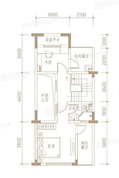 鑫苑藏龙首府联排别墅127平户型三层