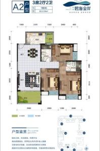 碧海金岸花园A2户型 3室2厅2卫1厨