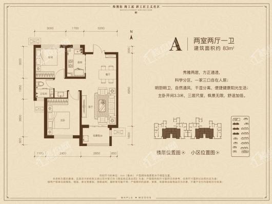 永威枫林上院A户型 2室2厅1卫1厨