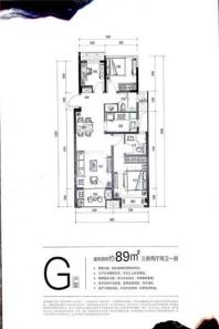 华景川万科潮起东方G户型 3室2厅2卫1厨