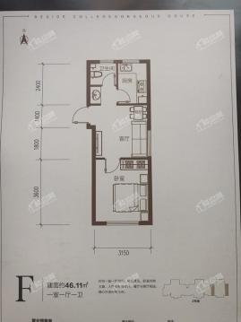 绿地·新里海德壹号F户型一室一厅一卫