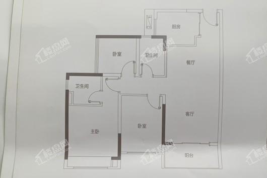 中国铁建领秀公馆A户型90㎡ 3室2厅2卫1厨