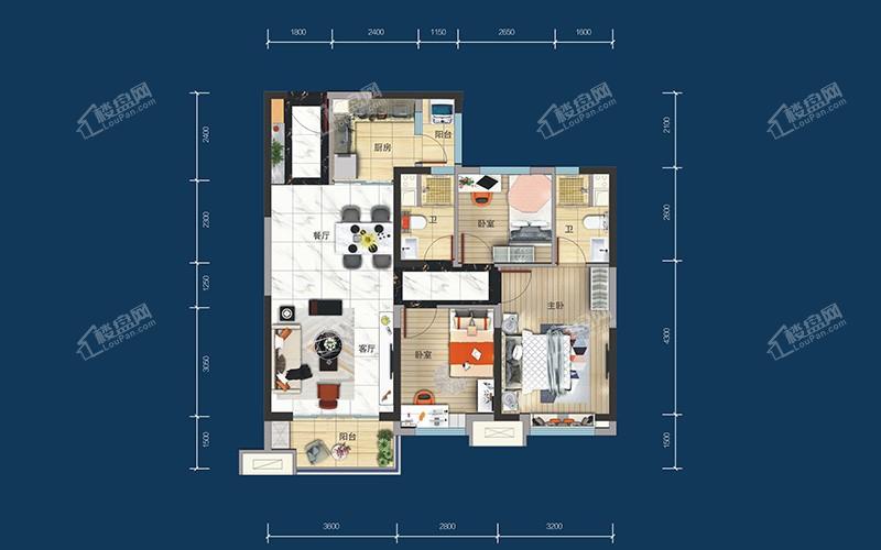 乌鲁木齐新房 昌吉市楼盘 昌吉市楼盘 碧桂园庭州府104平米三室两厅