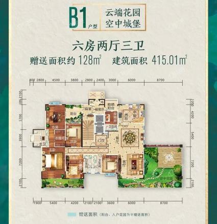 B1户型建面约415.01㎡六房两厅