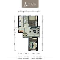 民安海逸康城79平2室2厅1卫A4户型图