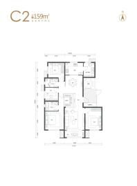 C2户型  159平方米  四室两厅两卫