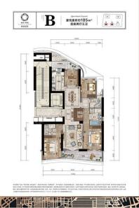 保亿绿城奥邸国际185方B户型 4室2厅3卫1厨