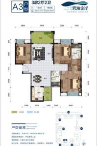 碧海金岸花园A3户型 3室2厅2卫1厨