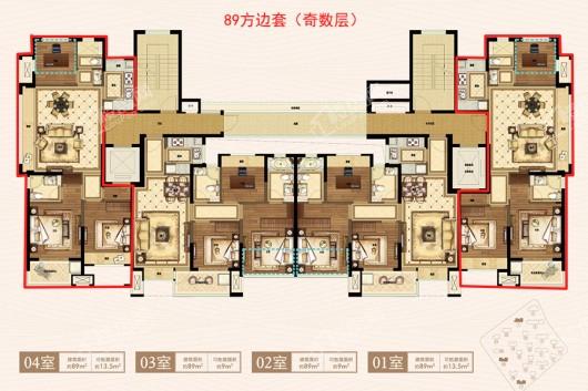 上实海上海(二期)89方边套奇数层 3室2厅2卫1厨